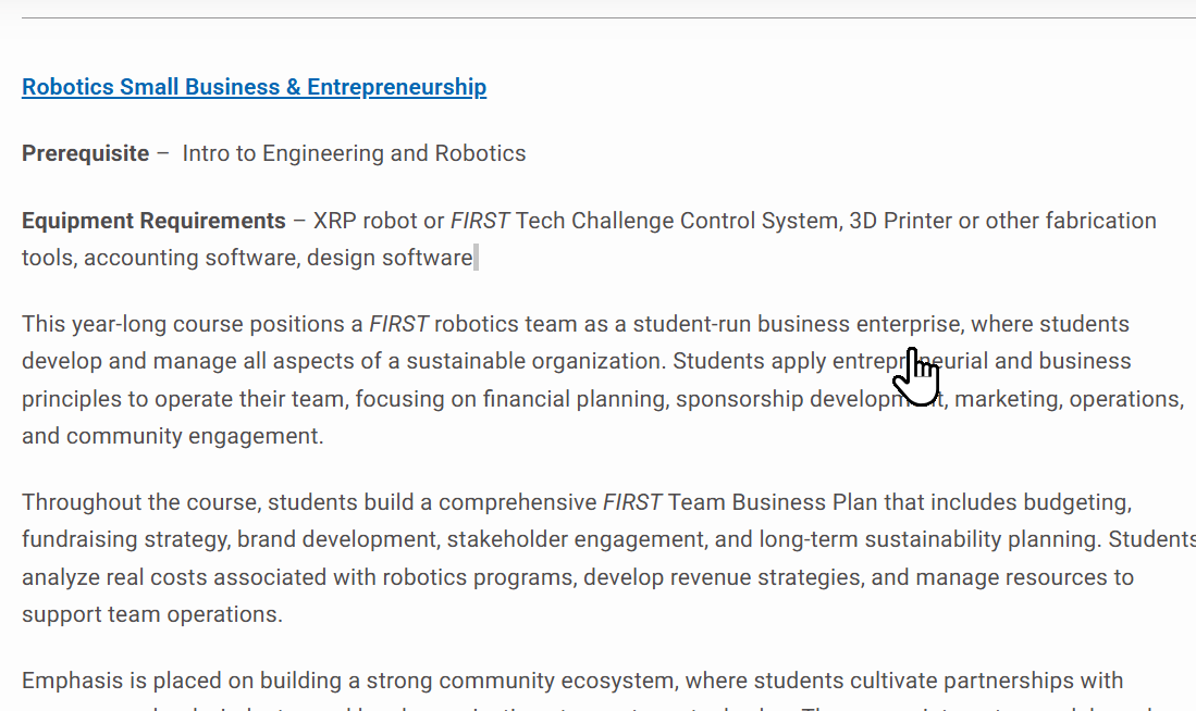Robotics Small Business & Entrepreneurship